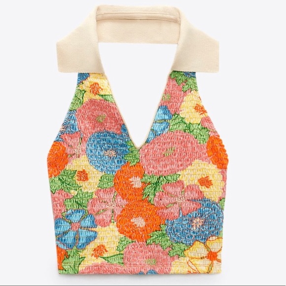 Zara Tops - ZARA PRINTED HALTER TOP